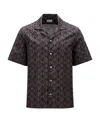 Moncler Short-sleeve Geometric-pattern Shirt In Black