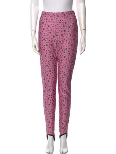 Pre-owned Moncler Printed Skinny Leg Pants In Pink