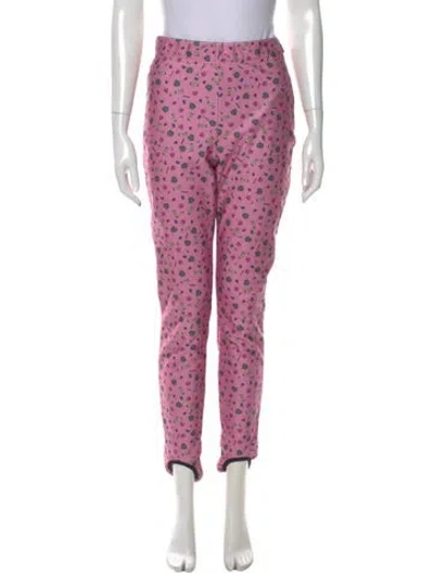 Pre-owned Moncler Printed Skinny Leg Pants In Pink