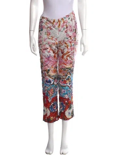 Pre-owned Moncler Printed Straight Leg Pants In Red