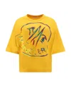 Moncler Printed T-shirt With Round Neck In Yellow