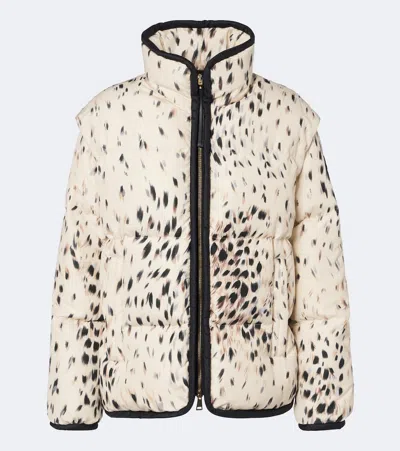 Moncler Printed Technical Down Jacket In Neutral