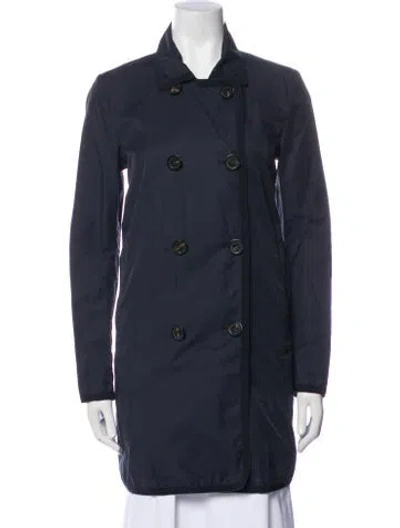 Pre-owned Moncler Printed Trench Coat In Blue