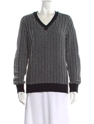 Pre-owned Moncler Printed V-neck Sweater In Black