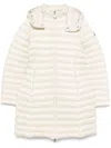 Moncler Off White Igelong Hooded Long Jacket In Neutrals