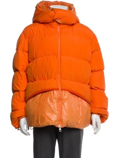 Pre-owned Moncler Puffer Coat In Orange