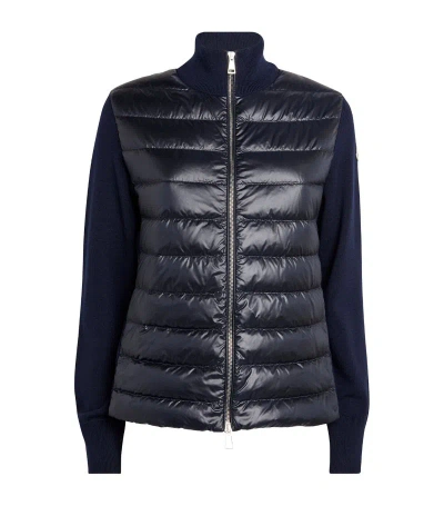 Moncler Puffer-detail Zip-up Jacket In Blue
