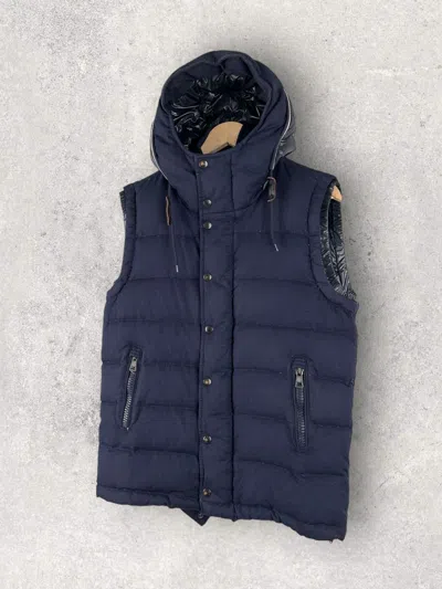 Pre-owned Moncler Puffer Gilet Outdoor Hooded Vest In Navy