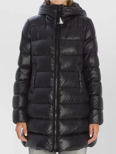 Moncler Puffer Jacket Featuring Drawstring Hood In Black