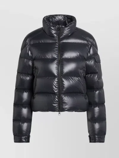 Moncler Puffer Jacket Short High Collar In Blue