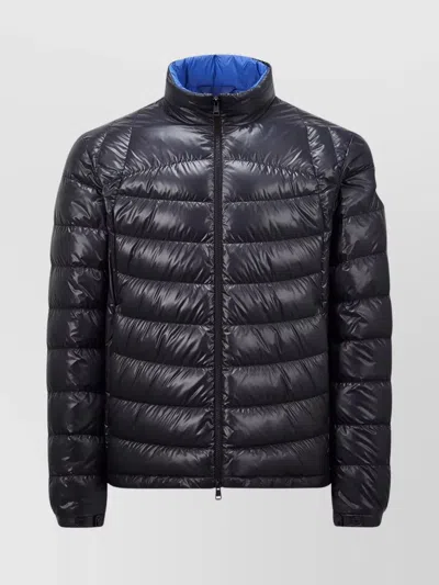 Moncler Puffer Jacket With Adjustable Cuffs And High Collar In Black