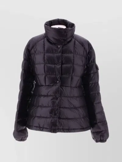 Moncler Puffer Jacket With High Collar And Quilted Texture In Blue