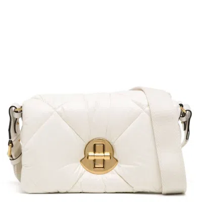 Moncler Puffer Leather Crossbody Bag In White