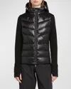 Moncler Technical Fleece And Nylon Jacket In Black