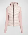 Moncler Puffer Polar Fleece Zip-up Cardigan In Pink