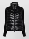 Moncler Puffer Wool Cardigan With High Collar In Black