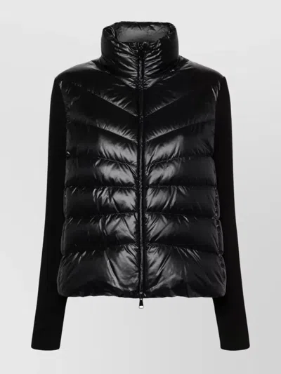 MONCLER PUFFER WOOL CARDIGAN WITH HIGH COLLAR