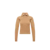 Moncler Ribbed Wool And Cashmere-blend Polo Sweater In Brown