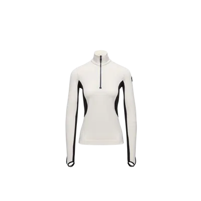 MONCLER MONCLER POLARTEC HALF-ZIP POLO NECK, WOMEN, WHITE, SIZE: M