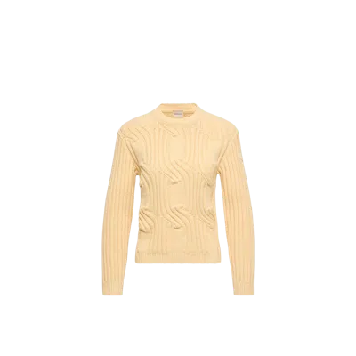 Moncler Chain Knit Cotton Blend Sweater, Women, Yellow, Size: Xs
