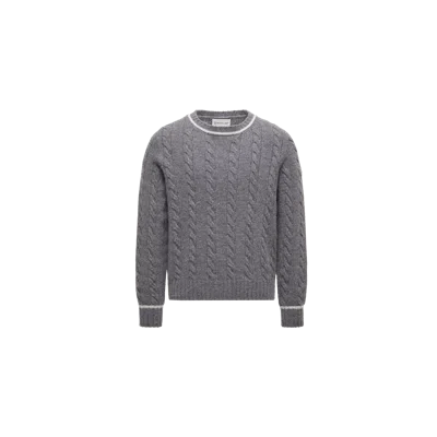 Moncler Kids' Pull En Laine À Bords Rayés In Gray