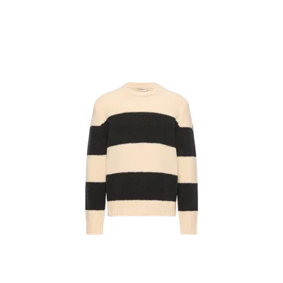 Moncler Pull Rayé En Laine Bouclée Mélangée, Homme, Blanc, Taille: 3xl In Animal Print