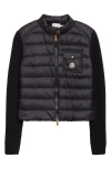 Moncler Long Sleeve Ribbed Cardigan With Padded Front In Black