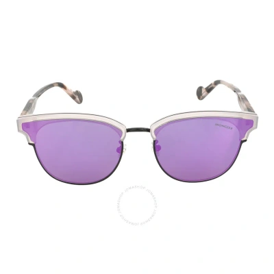 Moncler Purple Oval Men's Sunglasses Ml0112k 72c 62 In Black / Purple / Silver