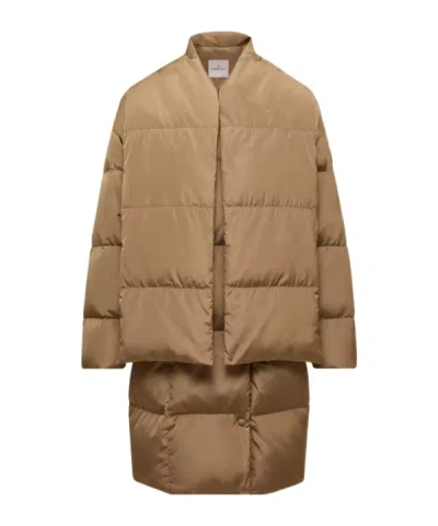 Moncler Qiu Hao Gaoya Long Down Jacket In Brown