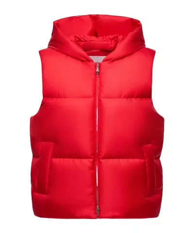 Moncler Qiu Hao Linglong Hooded Down Gilet In Red