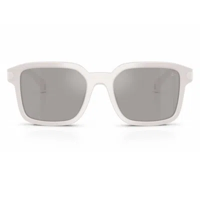 Moncler Quaderna Light Grey Mirror Silver Square Unisex Sunglasses Me6006 30136g 53 In White