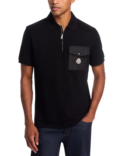 Moncler Cotton Piquet Polo Shirt With Pocket Clothing In Black