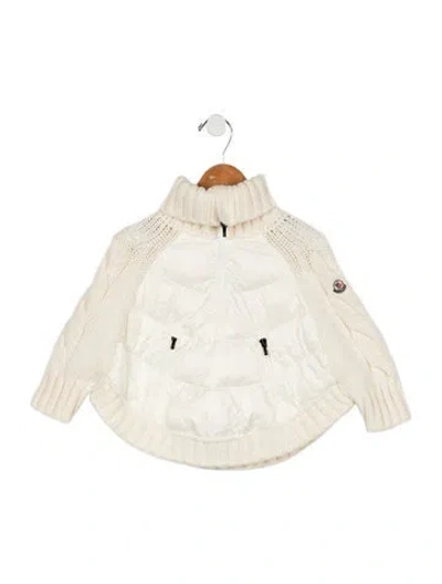 Pre-owned Moncler Babies' Quarter Zip Sweater In White