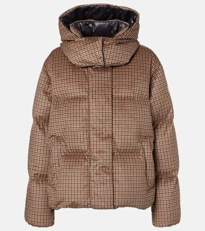 Moncler Quierzy Houndstooth Down Jacket In Brown