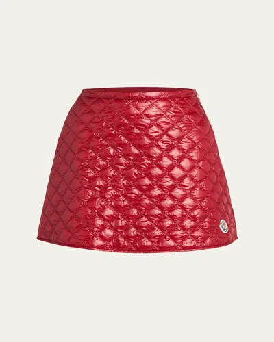 Moncler Quilted A-line Mini Skirt In Red
