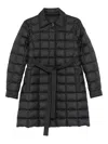 Moncler Quilted Belted Coat In Black