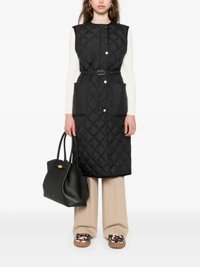 Moncler Quilted Belted Vest In Black
