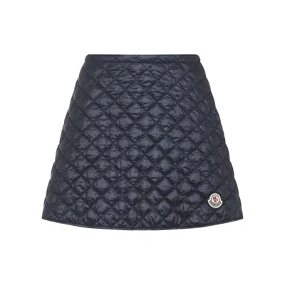 MONCLER MONCLER QUILTED BLACK SKIRT WITH FLARED SILHOUETTE
