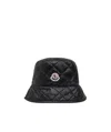 Moncler Logo Quilted Shell Bucket Hat In Black
