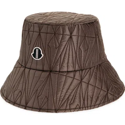 Moncler Quilted Bucket Hat In Brown