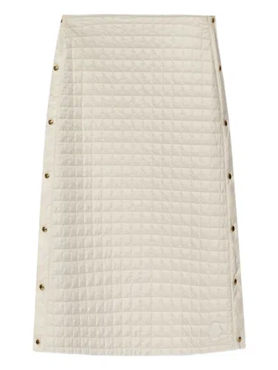 Moncler Quilted Button-fastening Midi Skirt In Gray