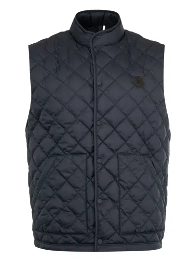 Moncler Lycope Diamond-quilted Down Vest In Blue
