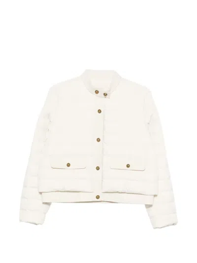 Moncler Quilted Button Jacket In White
