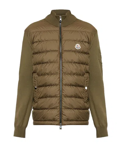 Moncler Zip-up Padded-front Cardigan In Brown