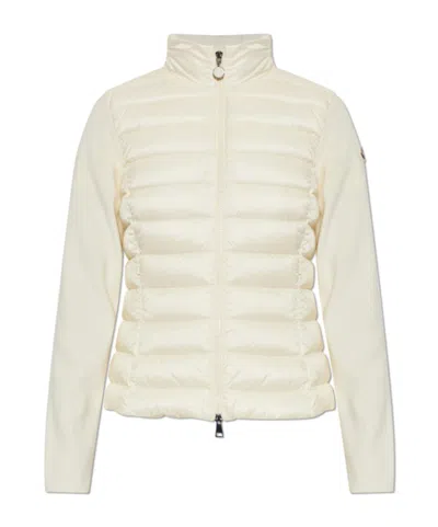 Moncler Quilted Cardigan In Neutral