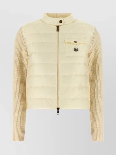 MONCLER QUILTED CARDIGAN WITH HIGH COLLAR AND POCKET