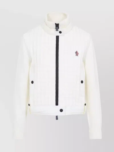 MONCLER QUILTED CARDIGAN WITH RIBBED COLLAR AND CUFFS