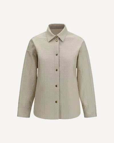 Moncler Quilted Chain Motif Padded Shirt Jacket In Cream
