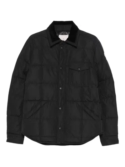 Moncler Quilted Corduroy-collar Jacket In Black