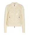 Moncler Womens Miscellaneous Hybrid Logo-badge Nylon And Cotton-knit Cardigan Xl In Neutral